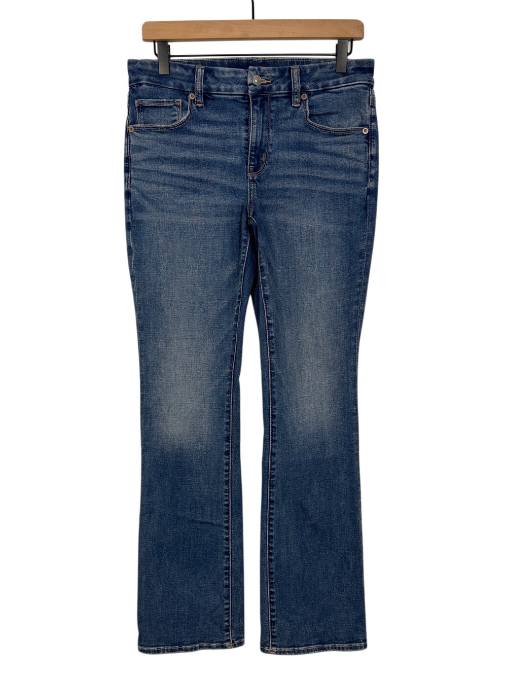 WJ186 {American Eagle} "Curvy High Rise Skinny Kick" Blue Bootcut Denim Jeans